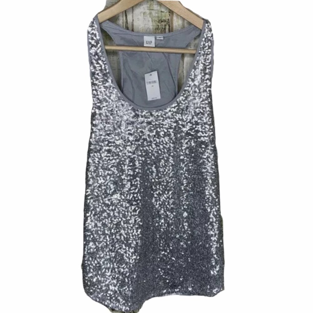 New Gap Womens Silver Sequin Blouse Size XS